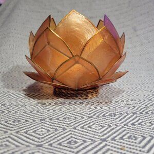 Zodax Smoke Brown Capiz Lotus Tea Light Candle Holder